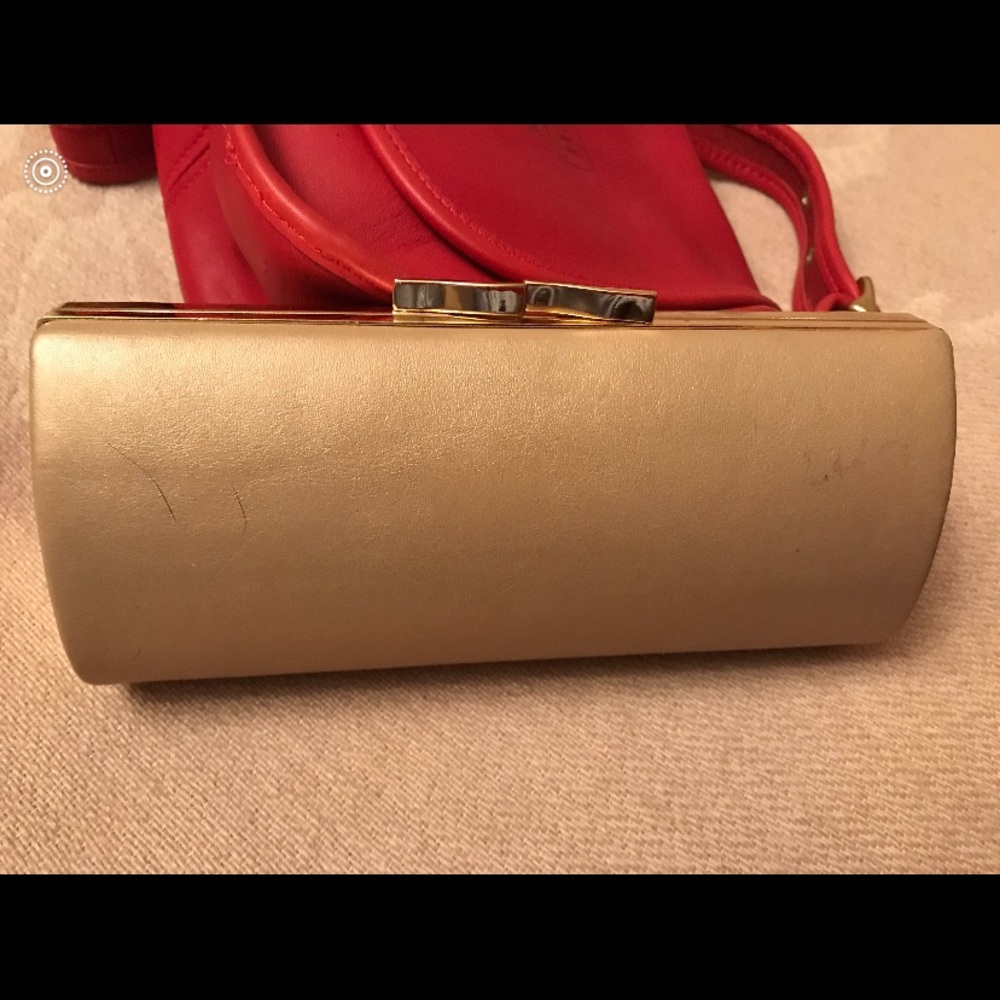 Gold clutch evening bag